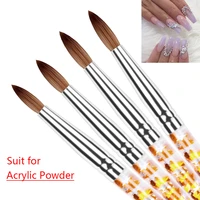 1pc crystal acrylic nail art brush no 8101214 uv gel carving pen brush liquid powder diy nail drawing liquid glitter handle