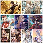 Ударная картина из аниме Genshin, полноразмерная картина 5D сделай сам из страз Zhongli Venti Keqing Ganyu, вышивка, мозаика, художественное украшение для дома