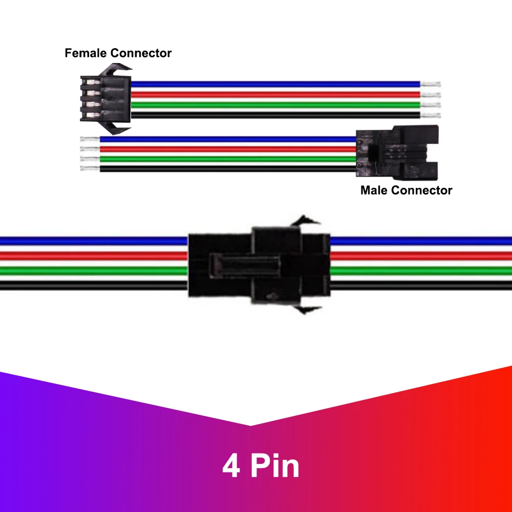 JST светодиодный Разъемы 2/3/4/5/6 Pin кабель-удлинитель для SM Мужской Женский провода