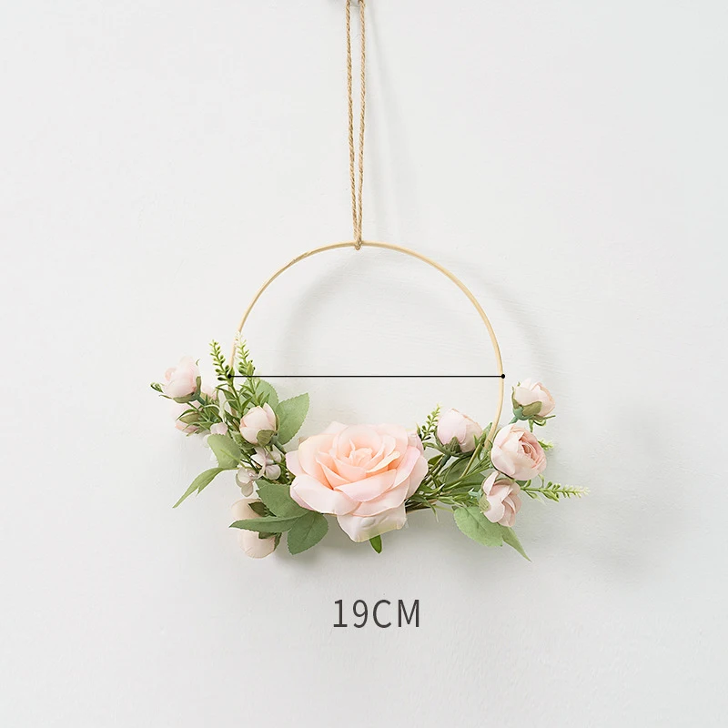 

Wall Hanging Floral Wreath Decoration Square Hoop Frame Artificial Rose Flower for Wedding Backdrop Living Room Wall Decor