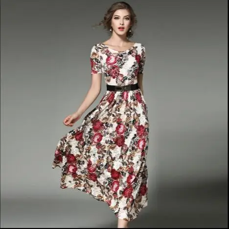 Винтажное кружевное платье с цветочным принтом для женщин Лидер продаж летнее