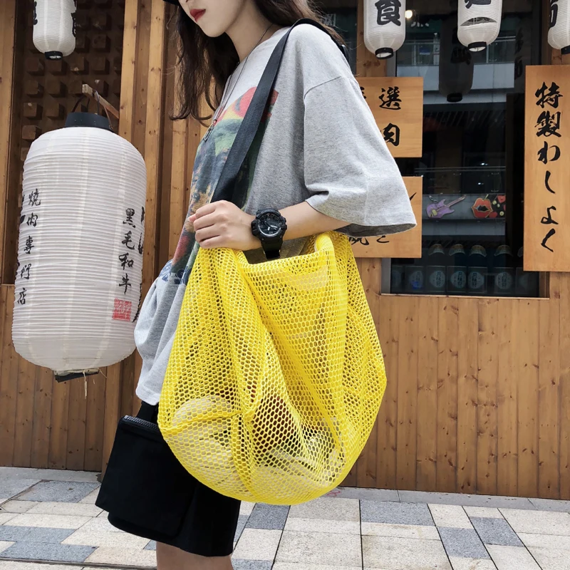 Популярная плетеная Сумка сетчатая веревочная с пряжкой Сетчатая на плечо без