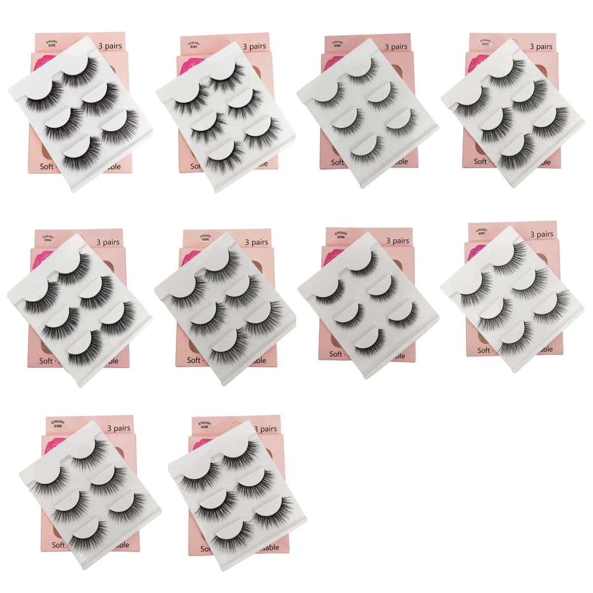 30 Pairs Reusable Eyelash Multipack 3D Soft Faux Mink False Eyelashes Handmade Wispy Fluffy Long Lashes Natural Eye Makeup Tools | Красота и