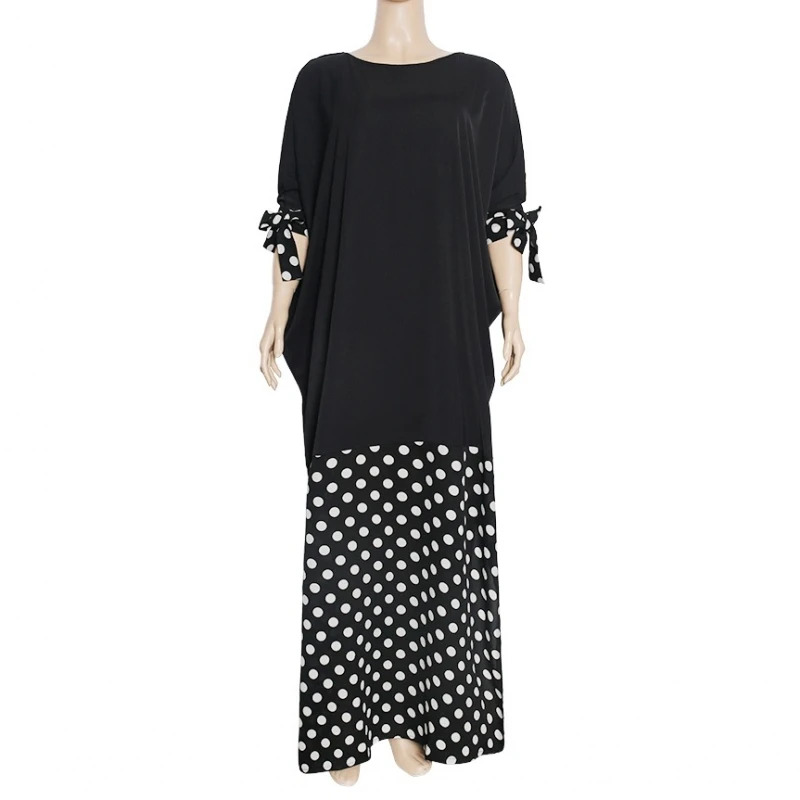 

African Dresses for Women 2021 Black Dot Print African Clothes Dashiki Dress Maxi Dress American Clothing