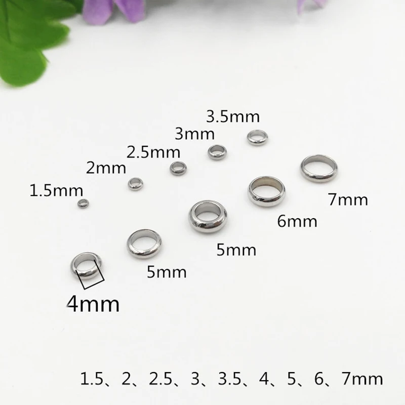50pcs/lot Stainless Steel Round Spacer Beads 2 3 4 5 6mm Hole Size European Charm for Bracelet DIY Jewelry Making | Украшения и