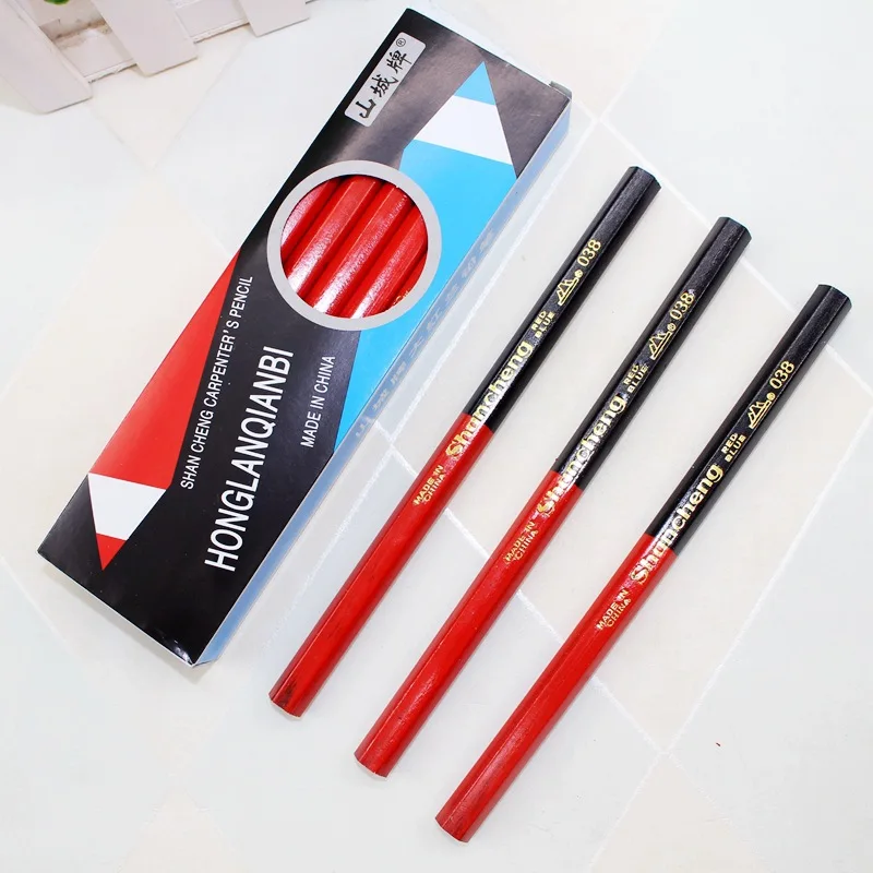 10 палочек большие шестигранные красные и синие карандаши двухцветные