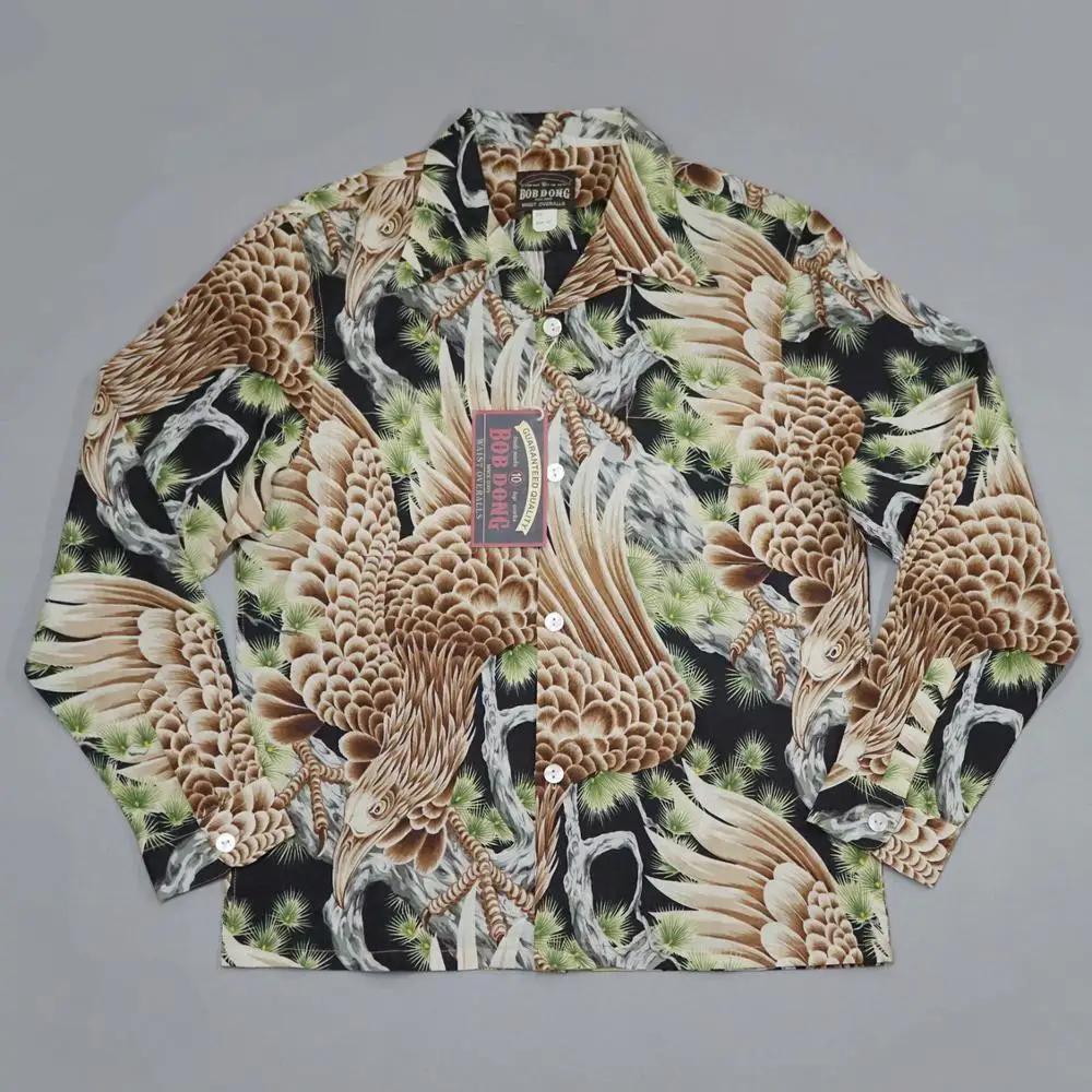 

DONG 10th BOB Anniversary Vintage Japan Style Men's Hawaiian Long Sleeve Shirts