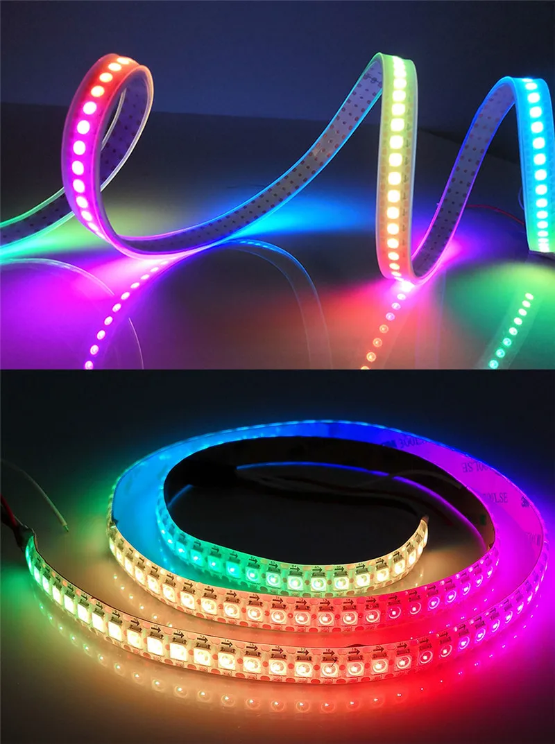 WS2812B Светодиодные ленты RGB ленты 30/60/144 светодиодный s/М ws2812 индивидуально адресуемых ФИТА полосы для ПК ambi светильник неоновый светильник DC 5V