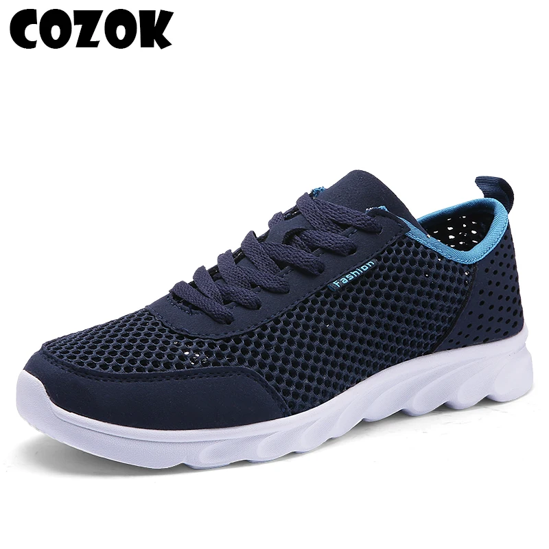 

COZOK Новые летние модные дышащие мужские кроссовки с полой сеткой, черные кроссовки, повседневная мужская обувь, обувь для тенниса, Zapatos Hombre