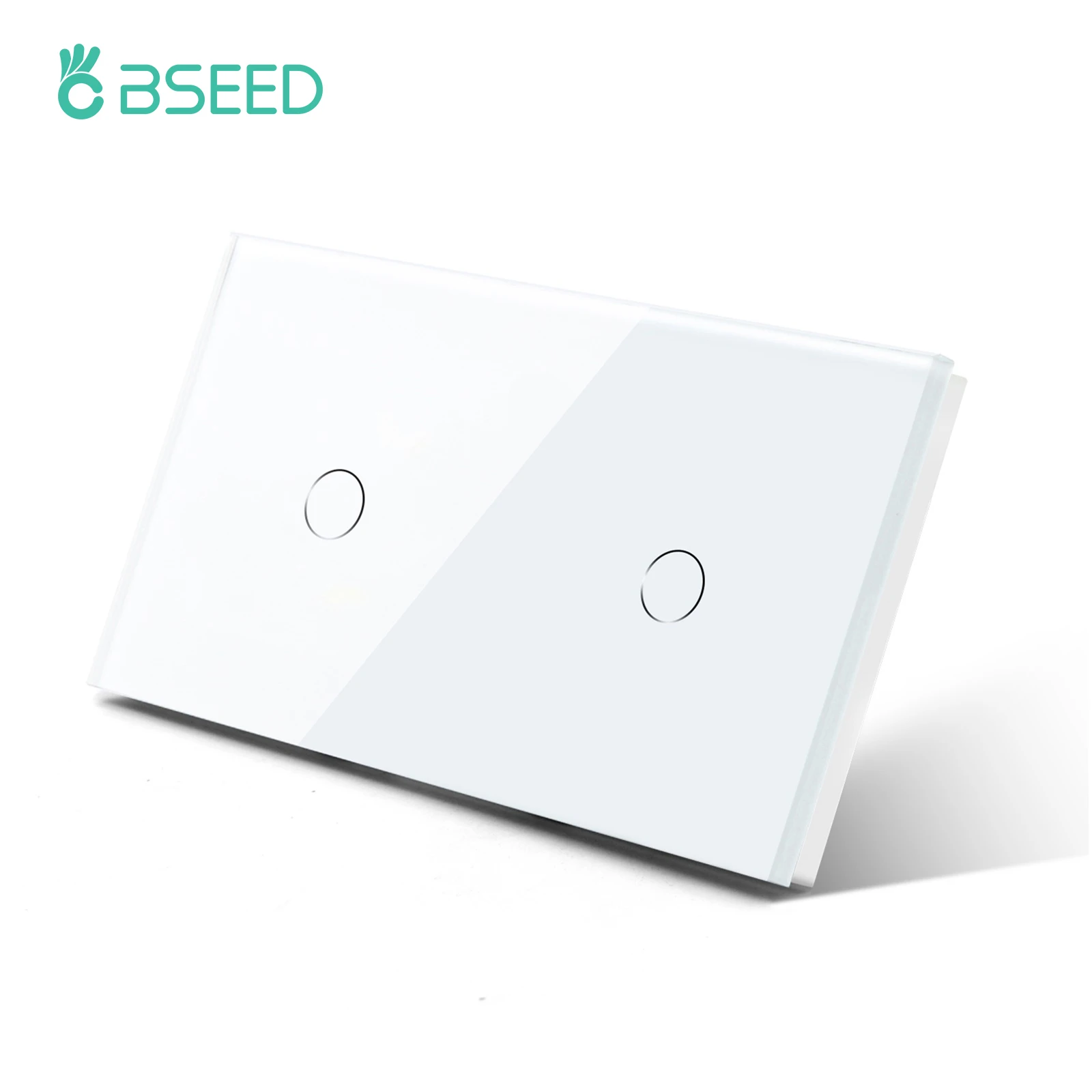 BSEED Double Light Switches Touch Sensor Wall Switch Glass 2Gang 1Way Switches Dark Blacklight White Black Golden 300W/Gang