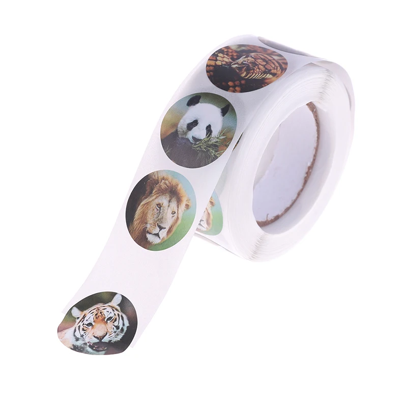 

500Pcs/roll 1Inch Zoo Animals Cartoon Stickers For Kids Teacher Reward 8 Different Types Stickers