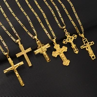 simple fashion cross chain necklace for men luxury gold jewelry pendant necklaces crucifix christian ornament gifts