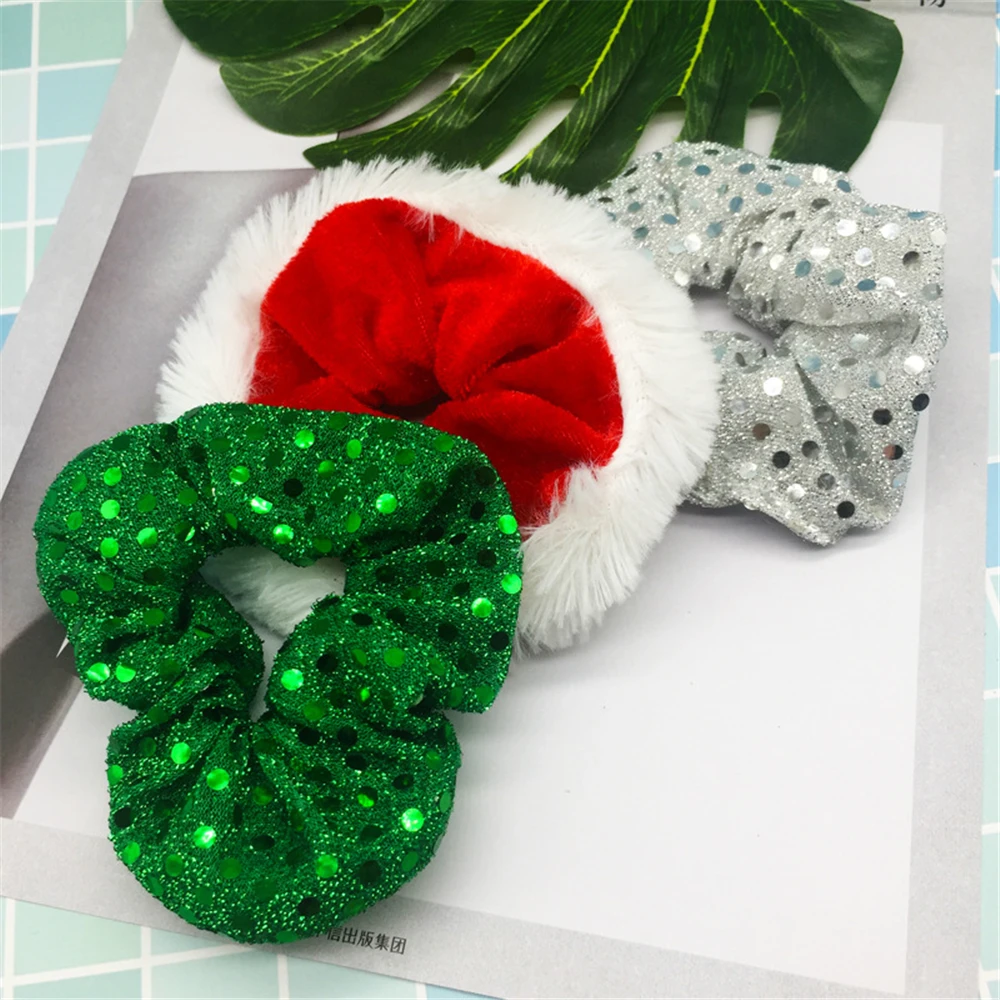 Новинка; рождественские резинки для волос для женщин и девочек; эластичные резинки для волос; модные рождественские украшения; кольцо для волос; бархатный держатель для конского хвоста
