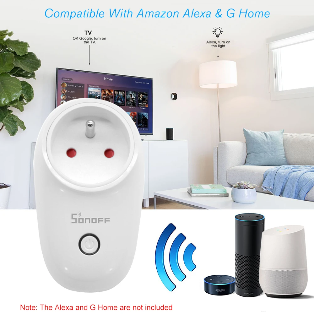 SONOFF Wifi умная розетка Беспроводная умная домашняя розетка умный таймер совместим с Amazon Alexa для Google Home/Nest IFTTT