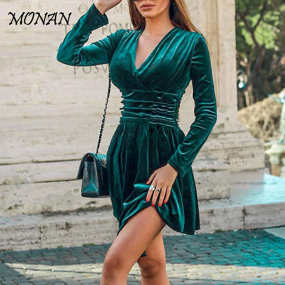 2019 Осень Зима Новое Элегантное офисное Ретро вельветовое платье для женщин