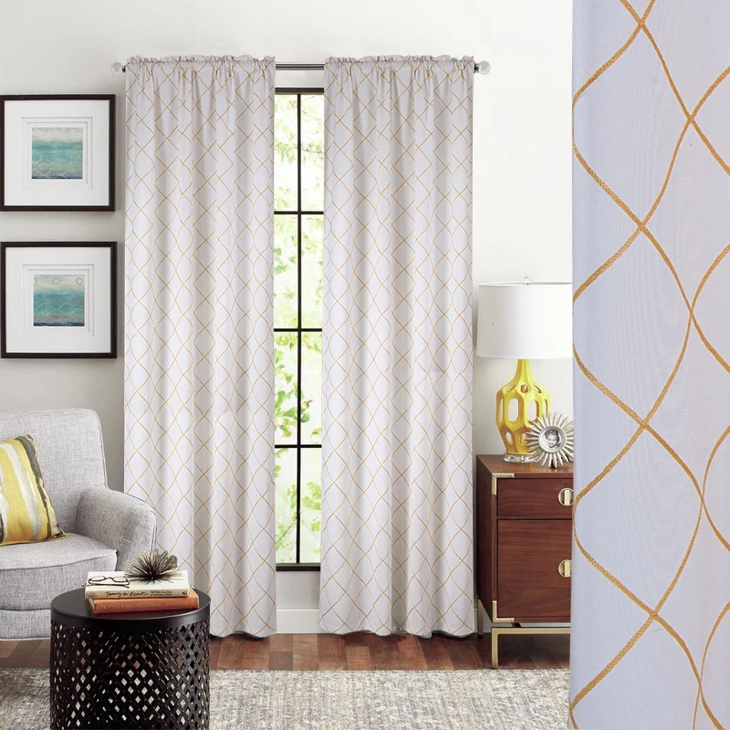 Шторы жаккардовые с геометрическим узором плотные современные затемняющие
