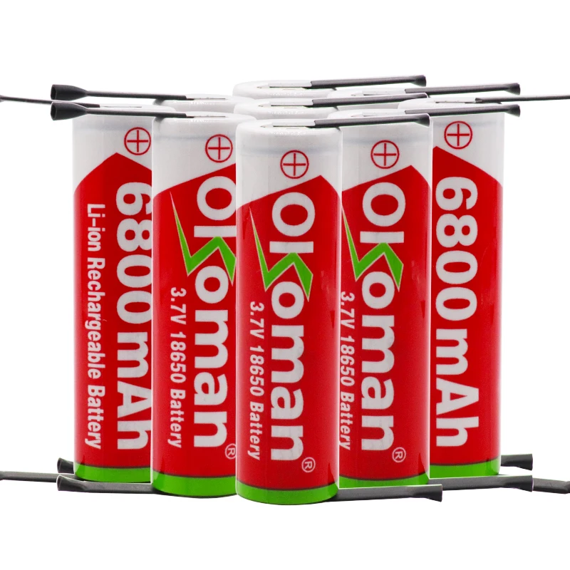 100% Новый оригинальный 3 7 v 6800mah 18650 литиевая аккумуляторная батарея для