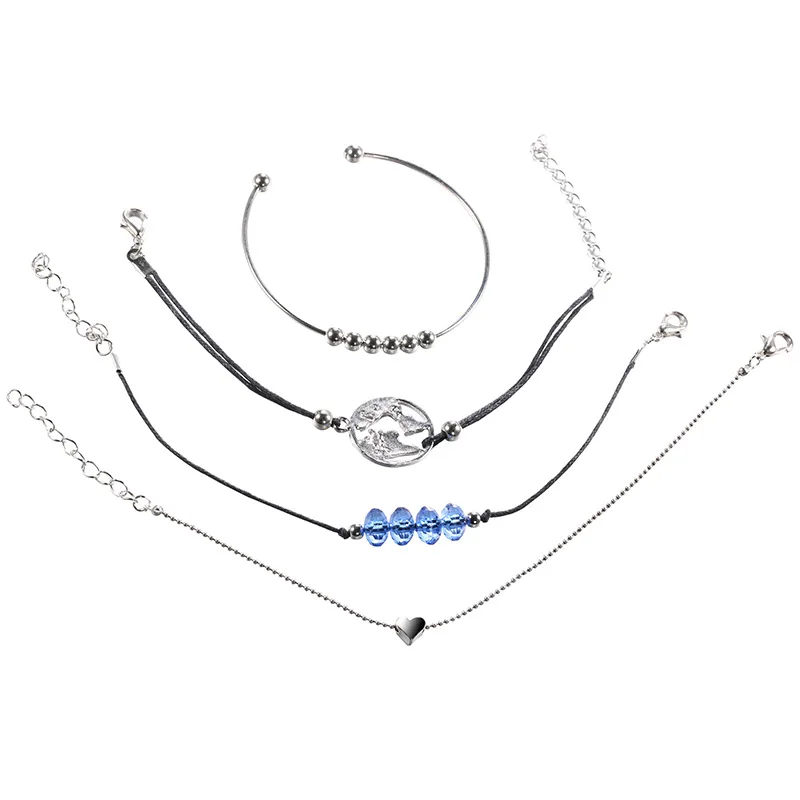 2019 модный тканый браслет в форме сердца карта Циркон 4 шт. набор Ювелирные