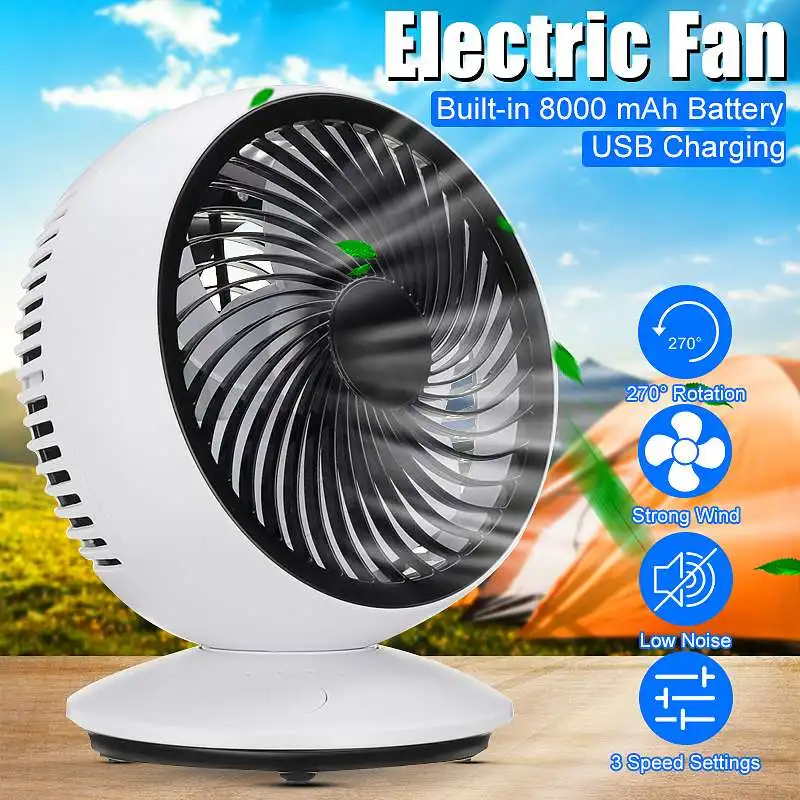 

Electric Fans Portable Mini Desk Fans USB Rechargeable 3-Speed 270 Automatic Rotation Six-leaf Disassemble