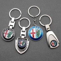 1pcs car styling 3d metalleather car emblem keychain key chain key rings for alfa romeo 159 147 156 giulietta 166 mito stelvio