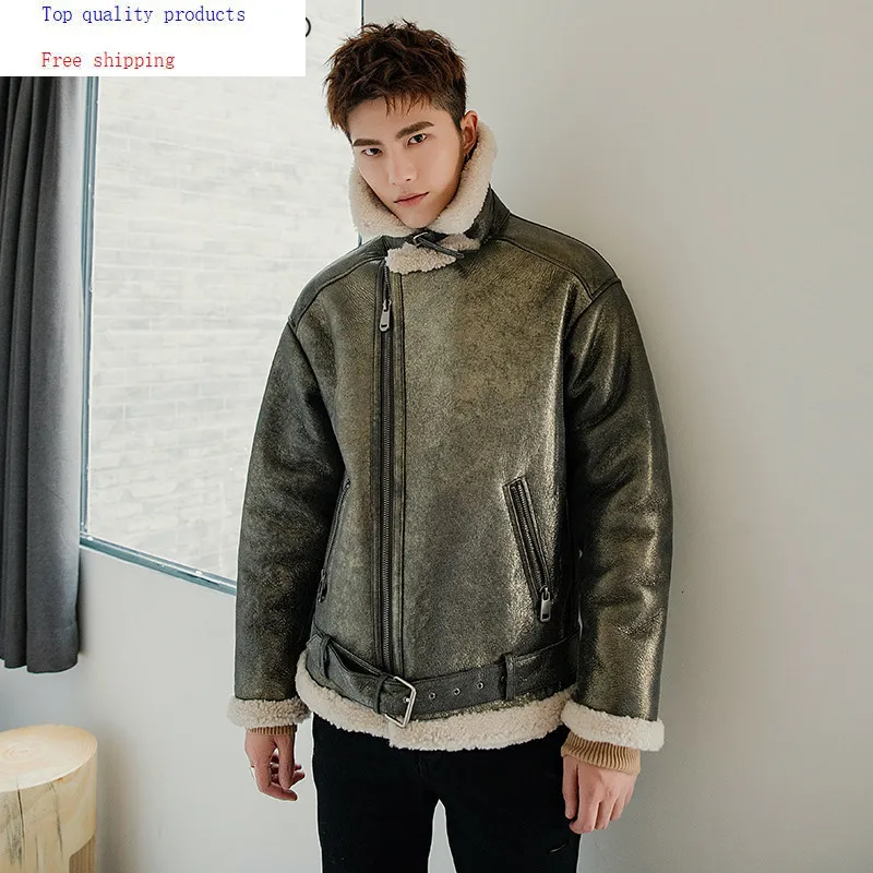 Мужская винтажная куртка из натуральной мериносовой шерсти мотоциклетная