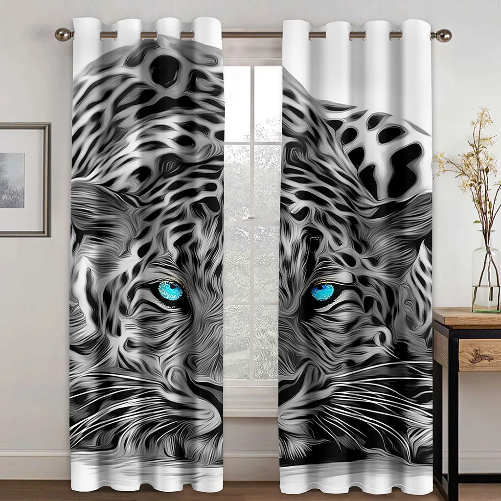 

Декоративные занавески для дома, гостиной, 90%, Леопардовый узор, украшение для дома, спальни, люверсы, верхние шторы s