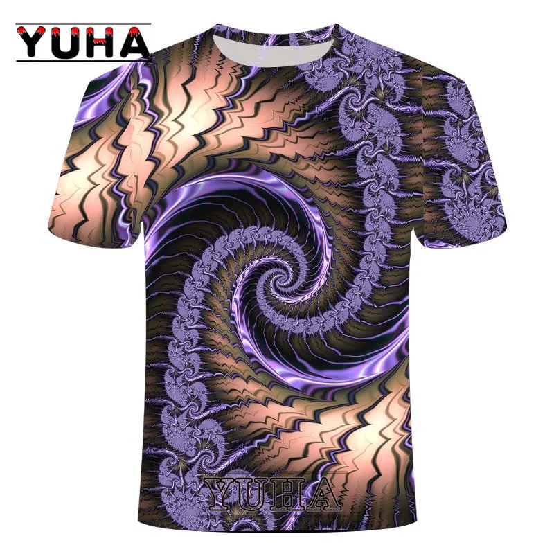 

YUHA Black and White Swirl T-Shirt Men Women Dizzy T-Shirt 3D Funny Psychedelic T-Shirt Summer Casual Paisley T shirt Streetwea