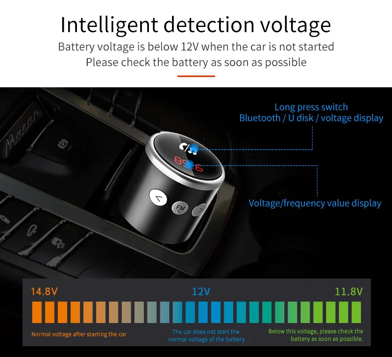 YASOKRO fm-модулятор передатчик громкой связи bluetooth автомобильный комплект быстрая зарядка двойной USB QC3.0 автомобильное зарядное устройство MP3-плеер Автомобильное зарядное устройство для телефона