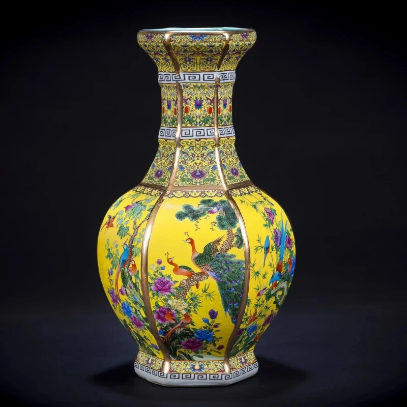 

Jingdezhen Porcelain Imitation Qianlong Enamel Vase Living Room Home Decoration Wine Cabinet Handicraft Ornaments