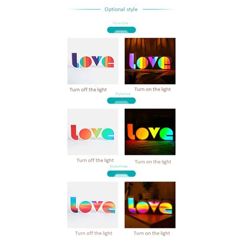

Love Alphabet Lights Colorful Led Letter Lamp Color Sign Decoration Night Light for Wedding, Party, Bedroom