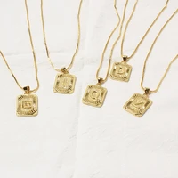 golden initials pendant name necklace womens square letter charm box chain couple pendant necklace 2021 new