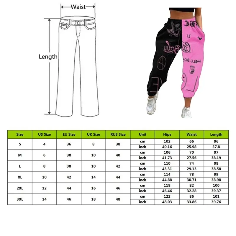 

Women Hip Hop Sweatpants Skull Print Patchwork Pants 2020 Autumn Elastic Waist Pocket Overalls Casual Streetwear Joggers