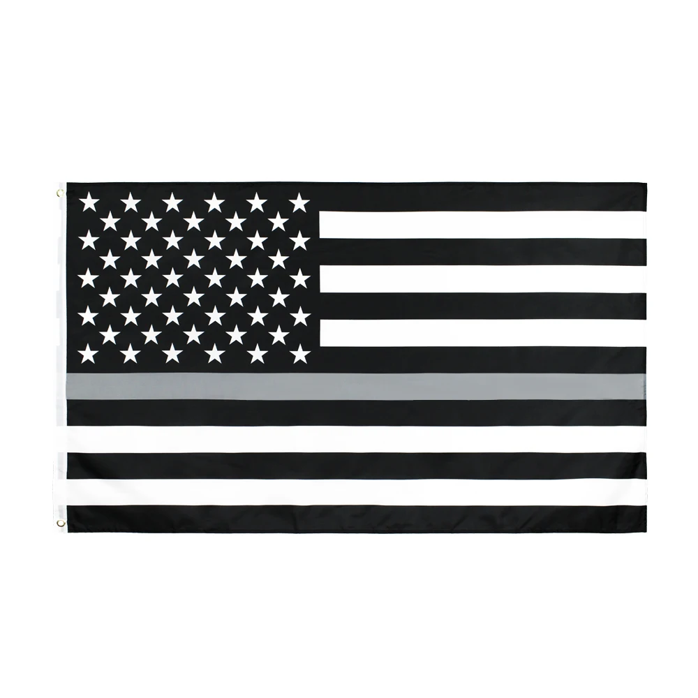 

2021 90x150cm Polyester United States of American Line Thin Grey Correction Officer Law Enforcement Flag