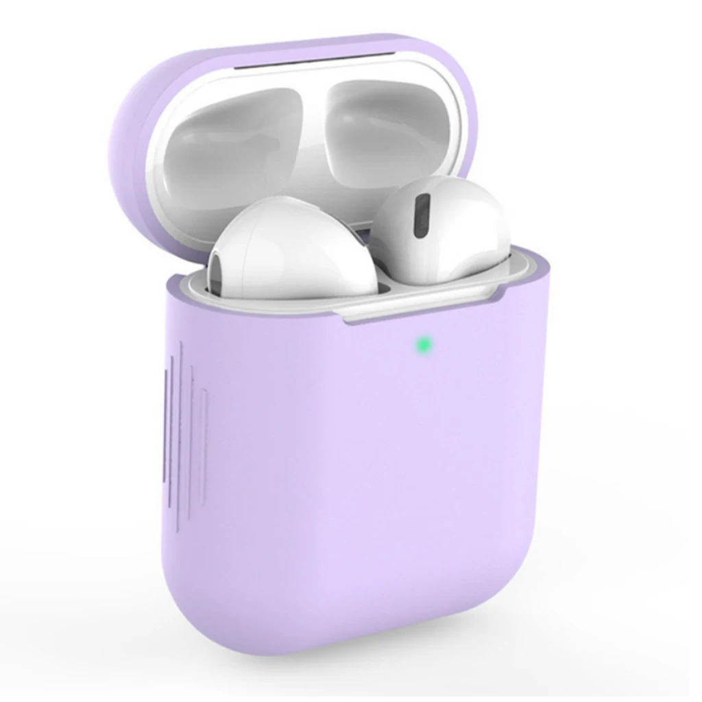 Light purple Чехол для наушников для Apple AirPods 1 2 силиконовый чехол Беспроводная Bluetooth сумка для наушников Защитный для AirPod Air pods Тонкий чехол - Цвет: Light purple