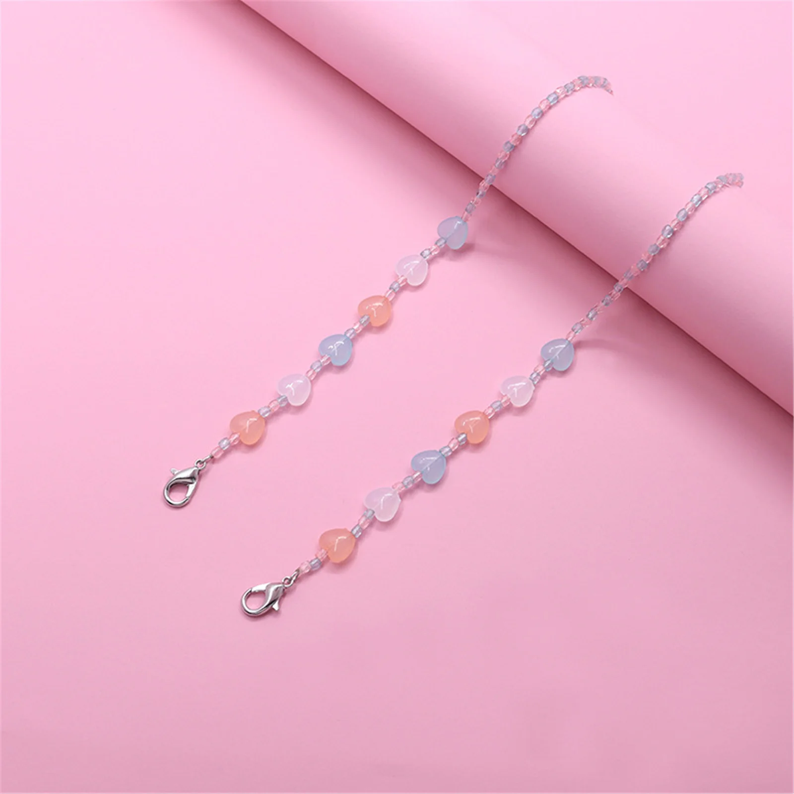 

Ins New Love Acrylic Bead Glasses Chain Anti-lost Multifunctional Mask Lanyard Necklace Hanging Neck Rope Pink Sweet All-matched
