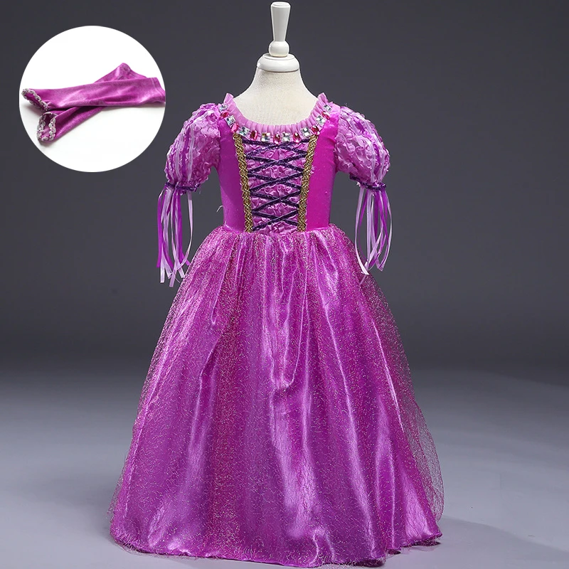 2pcs Рождественские карнавальные костюмы; сетчатые платья с блестками для девочек; Одежда для девочек; костюм Рапунцель для выступлений; платье принцессы для девочек - Цвет: 2pcs