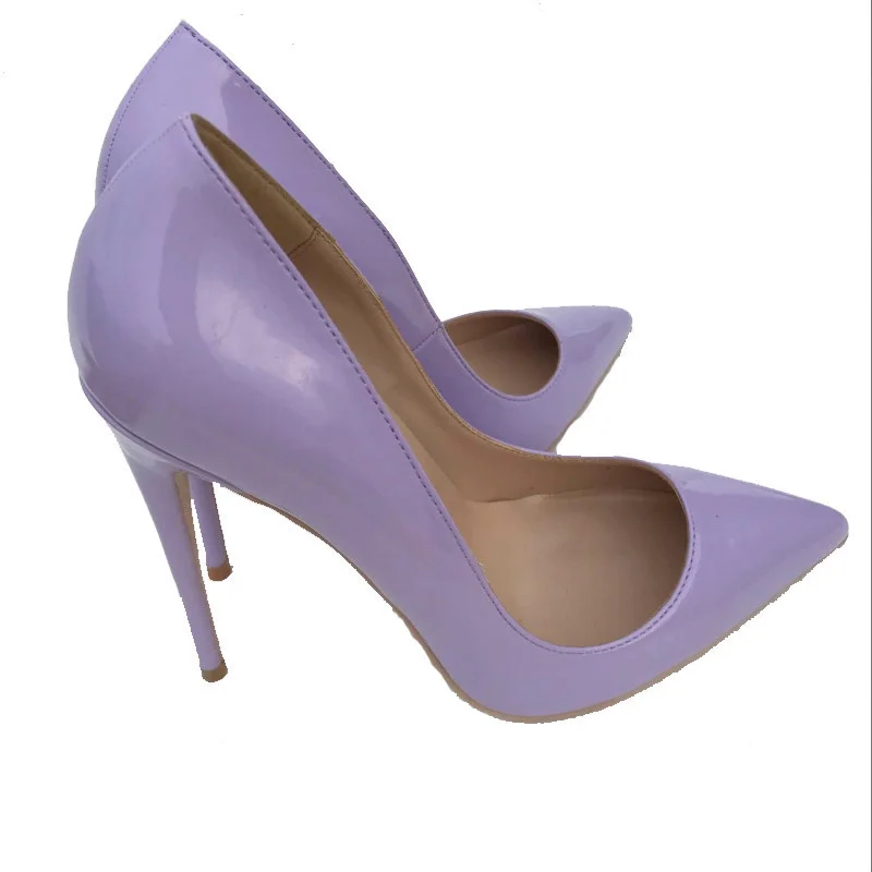 

New light purple small fresh high heels women's thin heel 12cm pointed sexy single shoes small size 34 35