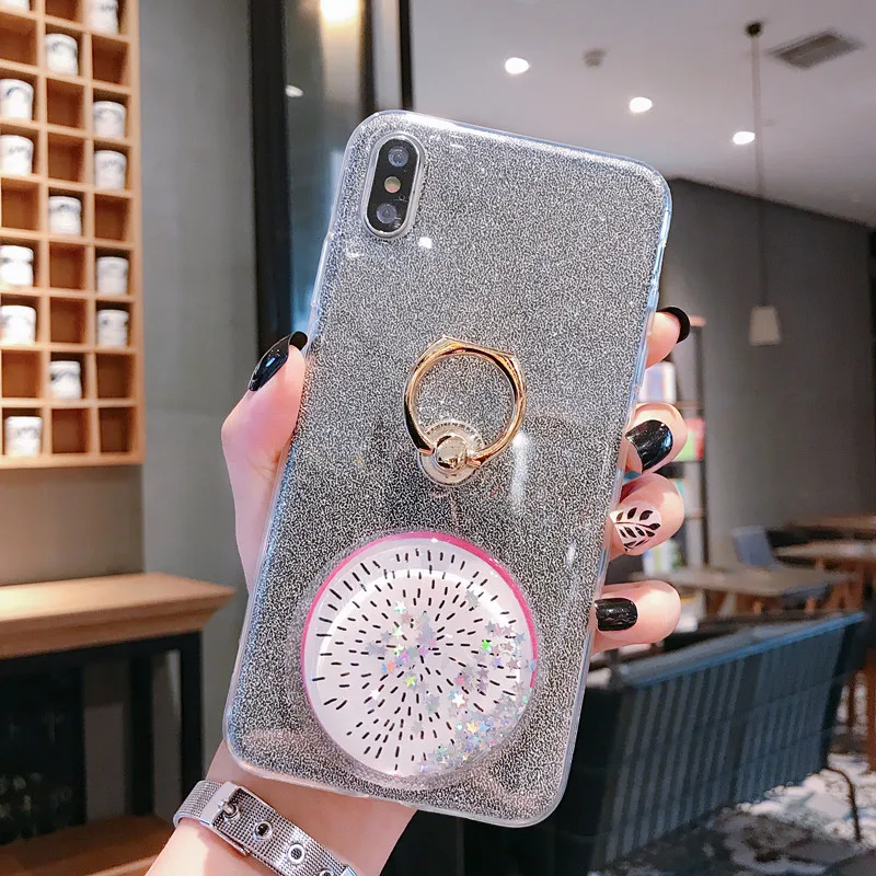 fruit-bk Для Moto G7 плюс G7 один Мощность G5 G5S G6 Z2 Z3 играть плюс P30 Примечание E3 E4 чехол с сияющими блестками кольцо крышки - Цвет: fruit-bk
