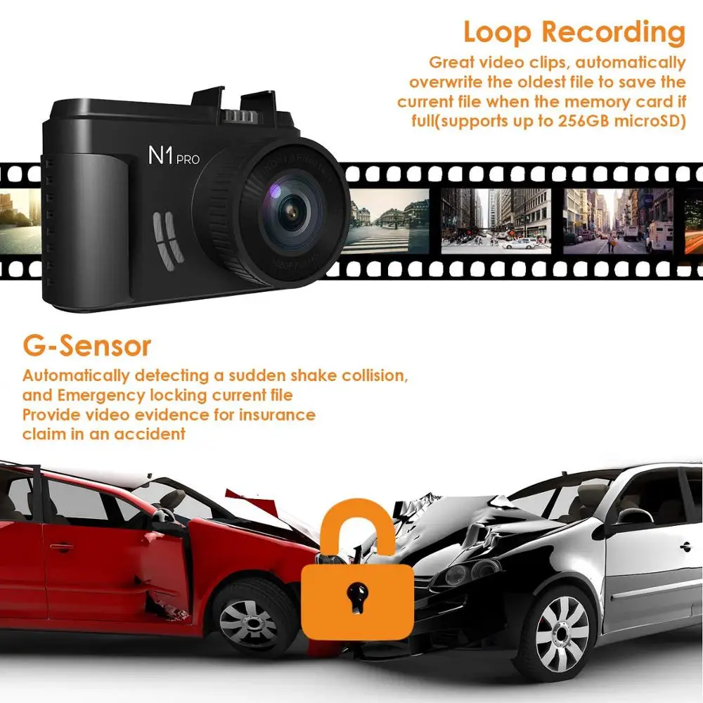 Видеорегистратор VANTRUE N1 Pro Dash Cam 1.5 &quotМини Автомобильный видеорегистратор Камера