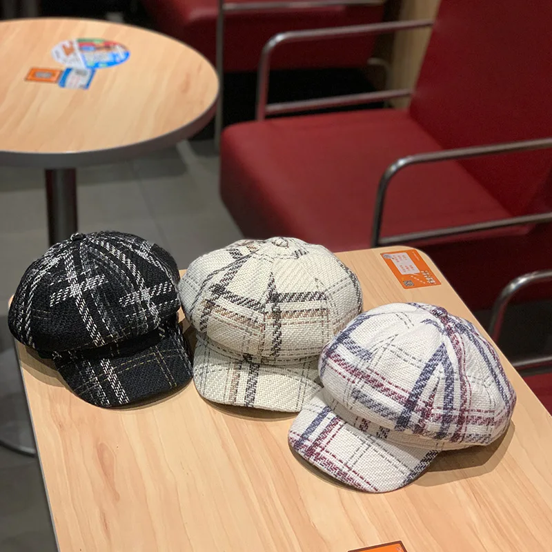 Осенне зимний Ретро берет женский Британский японский западный стиль полосатый