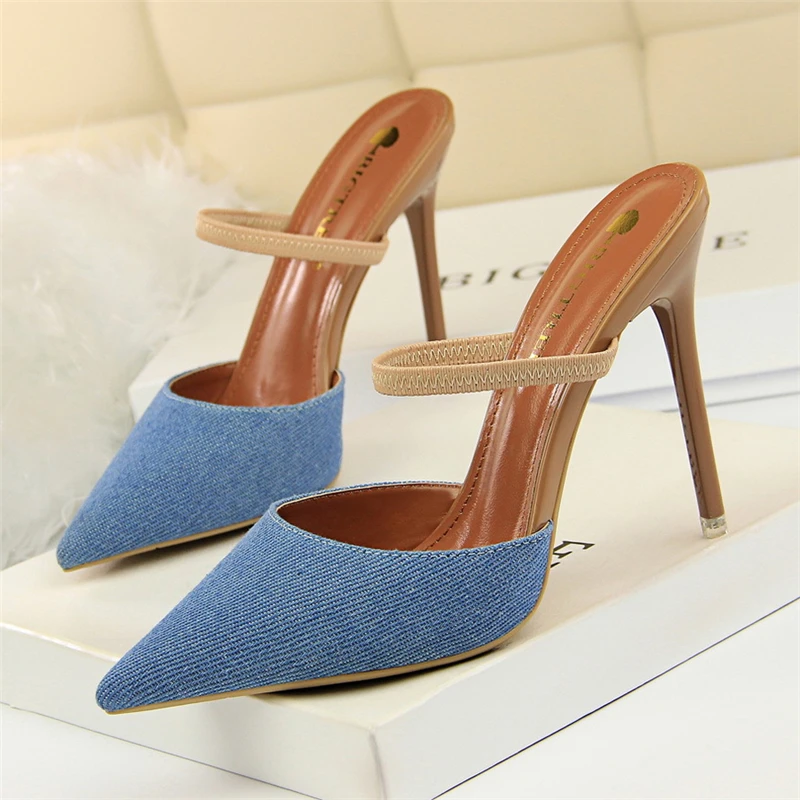 

Women Office Shoes Mules High Heels Stiletto Ladies Pumps Women Shoes High Heel Slippers Woman Shoes Luxury Extreme High Heels