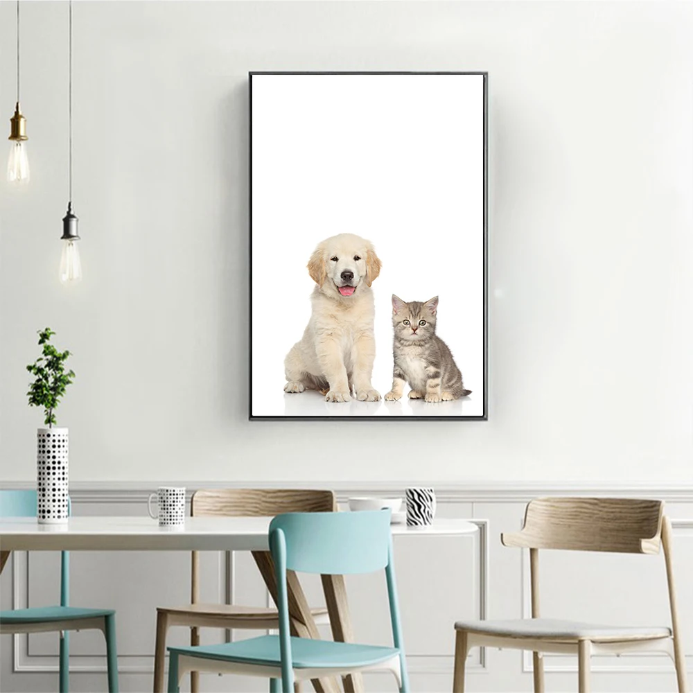 Wall Art Милая собачка кошка курица из плотной ткани постеры с масляной живописью
