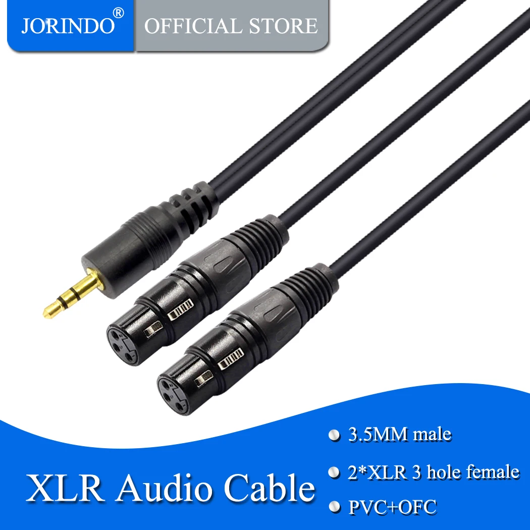 Аудиокабель jorinдо 1 5 м/3 футов разъем 3 мм в XLR 2 отверстия для усилителя MP3 микшерная