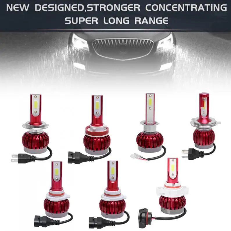 Фара для автомобиля светодиодная водонепроницаемая 1 шт. H1/H3/H4/H7/H8/H11/9005/9006/9012 72 Вт