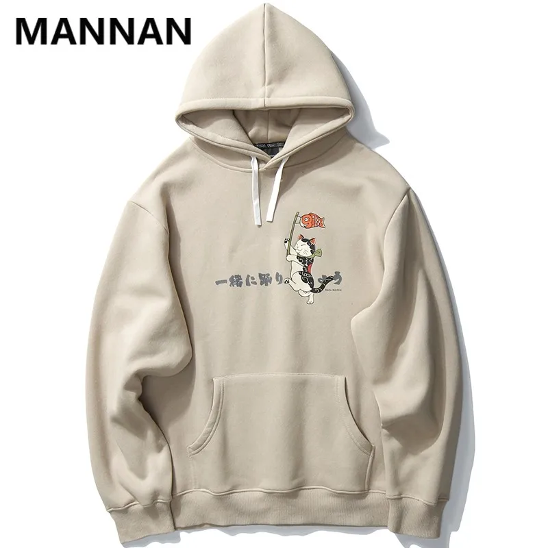 

2020 Sweatshirt Hip Hop sport Fisherman Cat Japanese sweatershirts Winter mens tops sudaderas Harajuku tracksuits Coat Casual