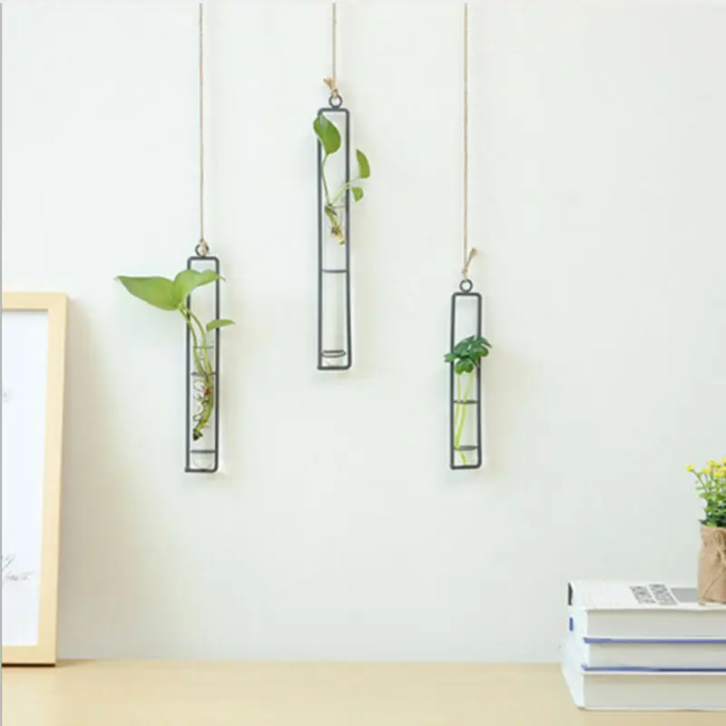 Креативная настенная подвесная ваза для цветов кованая гидропонная бутылка