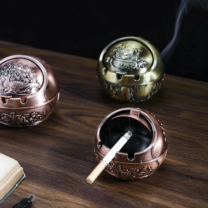 

Creative Decoration Rose Bottom Silver Red creative retro trend anti-falling of Round Ashtray Mini Portable Cigarette Ashtray
