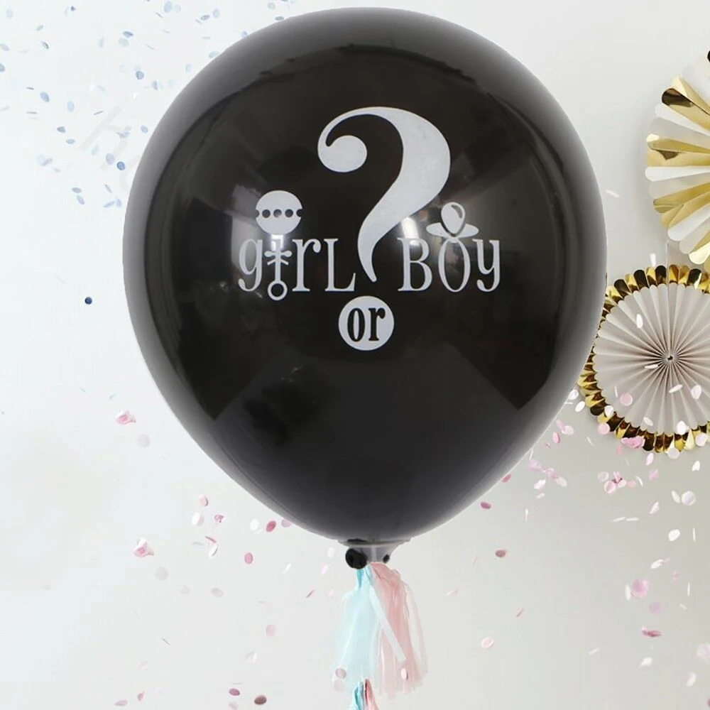 

Gender Revealing Party Decoration Boy Or Girl 36-Inch Black Latex Baby Shower Large Helium Balloon