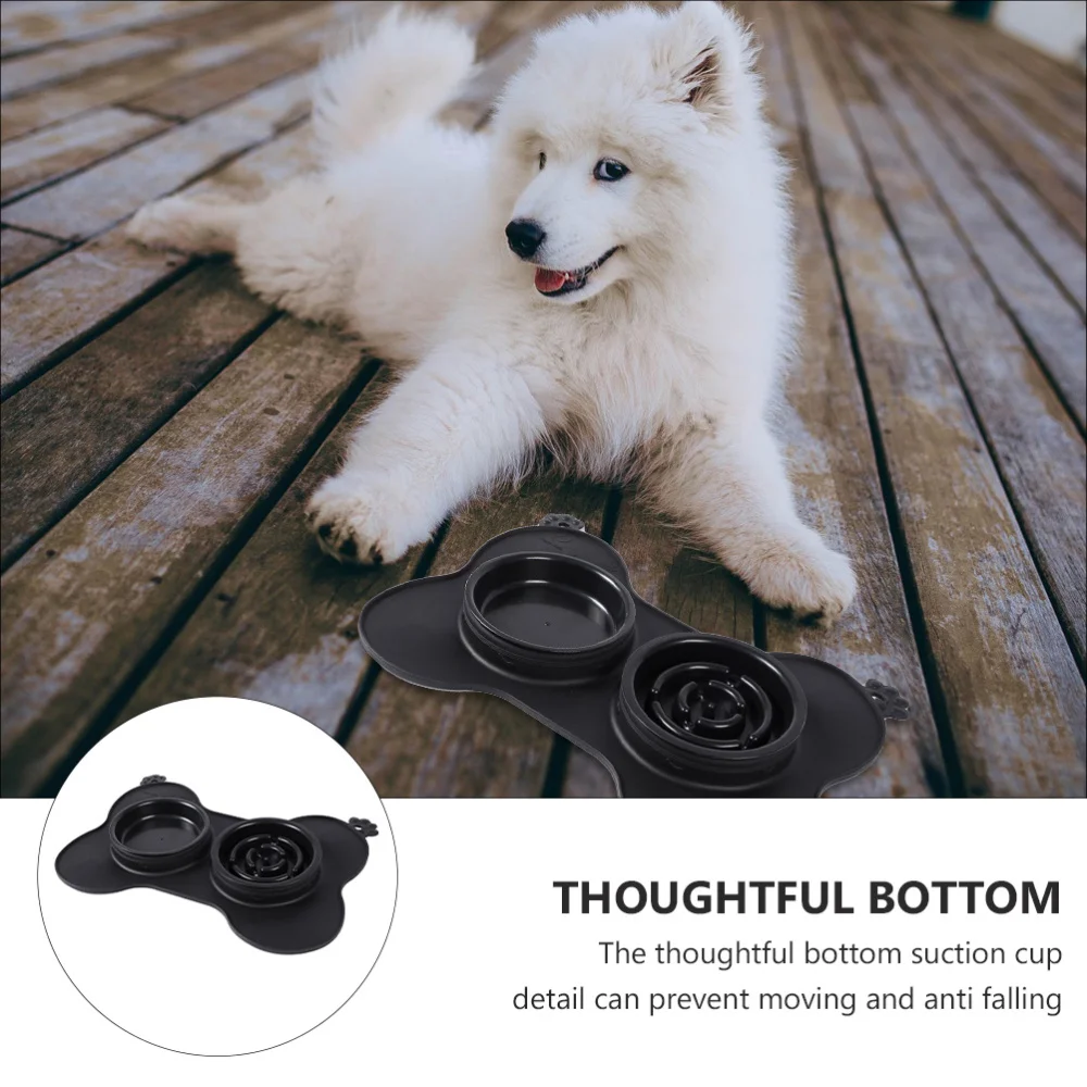 

1 Set Dog Slow Feeding Bowls with Drink Bowl Pet Feeder Detachable Dish