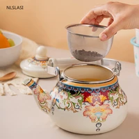 nlslasi enamel enamel kettle for making tea small coffee and milk teapot with strainer for tea and gas induction cooker 1 5l